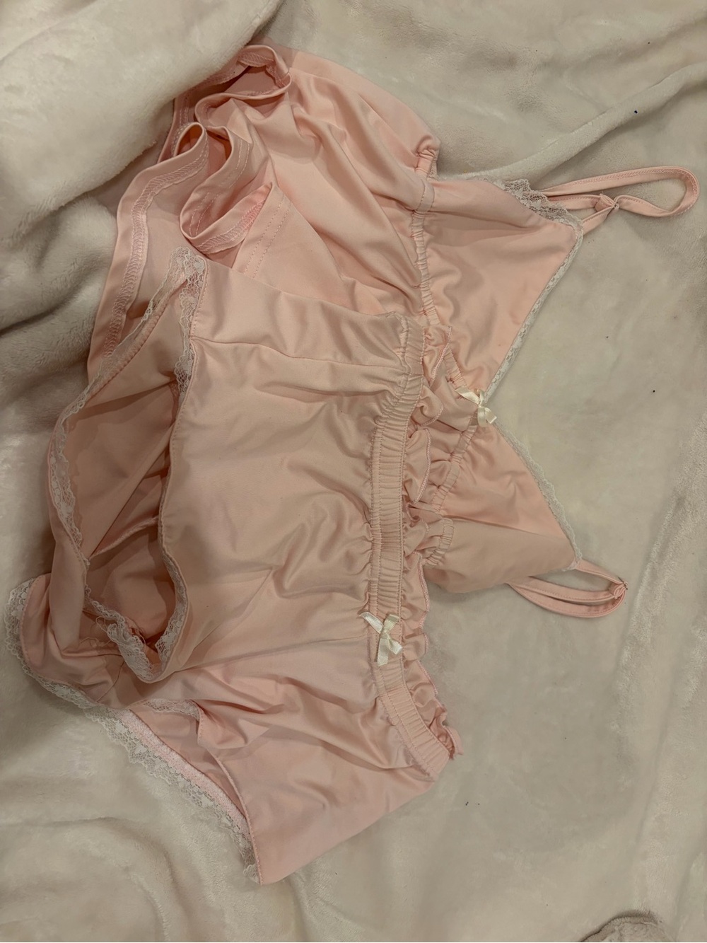 Soft Pink Lace-Trim Bralette and Brief Set
